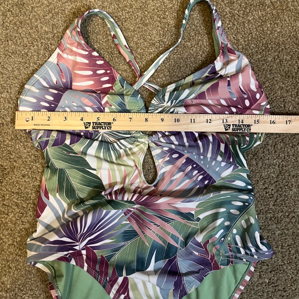 Bleu Rod Beattie Monstera Leaf One Piece Swimsuit size 12 - Picture 9 of 16